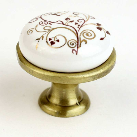 FF Н0033430 Ручка кнопка Коричневый орнамент Керамика AMIX
