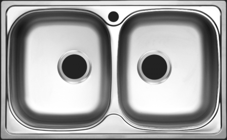Мойка Классика - Матовый 780х480х150мм прямоугольный 2 чаши 0,6 мм (малый слив) БЕЗ СИФОНА UKINOX CL