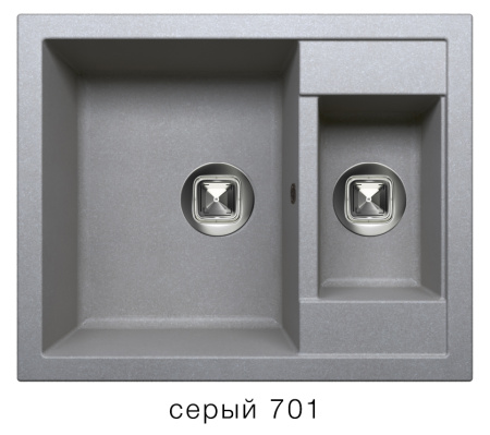 Мойка TOLERO - Серый 625х500х200мм прямоугольный 1,5 чаши Polygran R-109